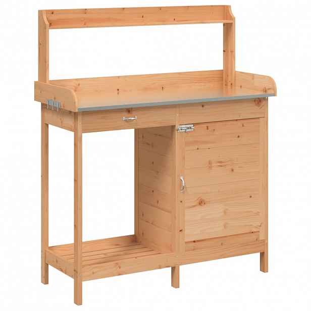 vidaXL Přesazovací stůl se skříňkou hnědý 110,5x45x124,5cm masiv jedle