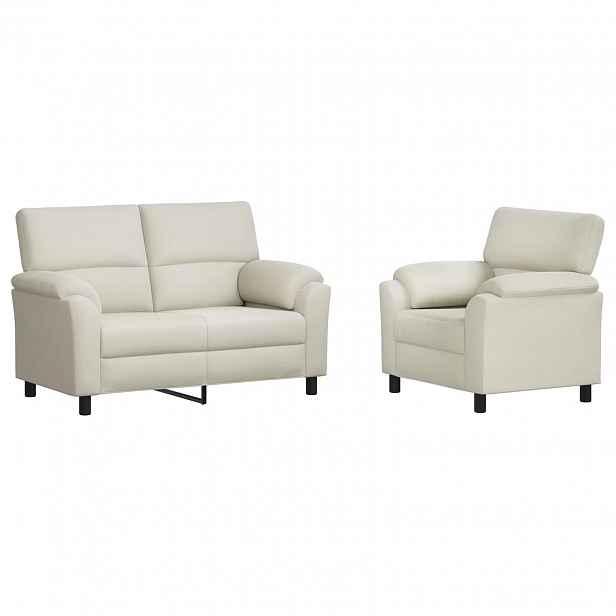 vidaXL Set pohovek 2 pcs Krémová Samet