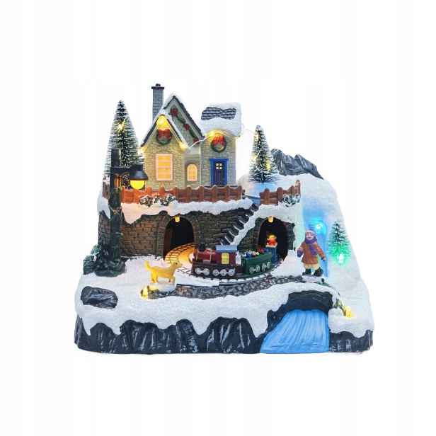 Led vánoční vesnička Animovaný vlak 26 cm