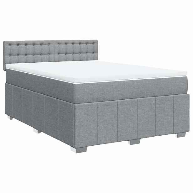 vidaXL Box spring postel s matrací světle šedá 140 x 200 cm textil