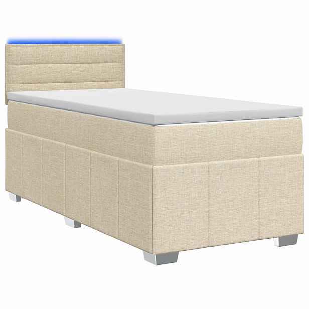 vidaXL Postel boxspring s matrací s čelo Krémová 80 x 200 cm Textil