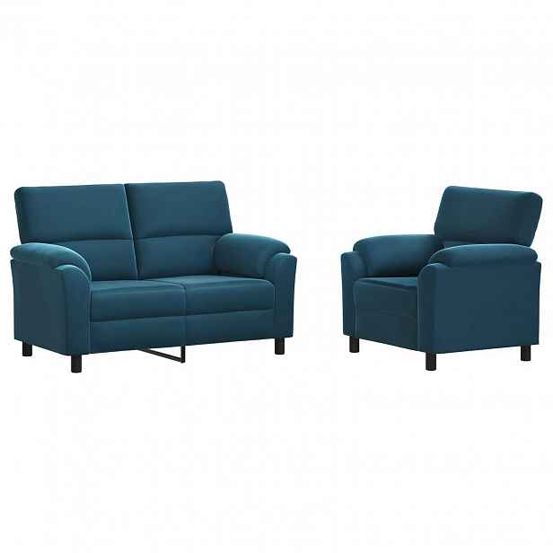 vidaXL Set pohovek 2 pcs Modrá Samet