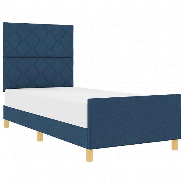 vidaXL Rám postele s čelo Modrá 90 x 200 cm textil