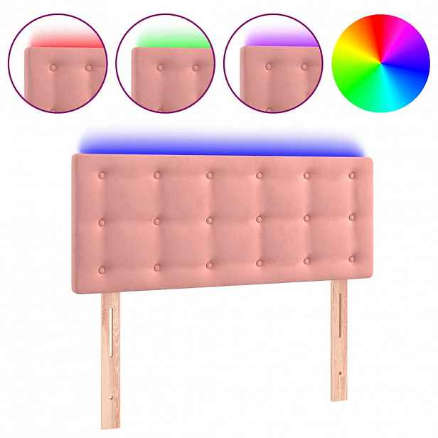 vidaXL Čelo postele s LED růžové 100x5x78/88 cm samet