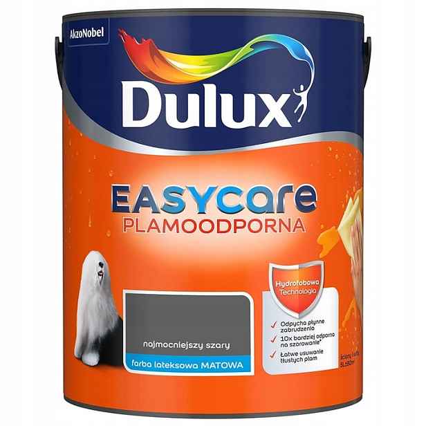 Dulux Easy Care Barva Odolná Vůči Skvrnám Nejsilnější Šedá 5L