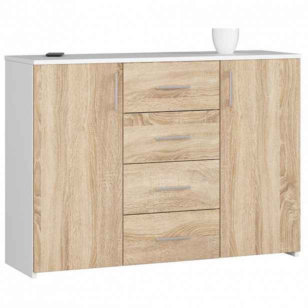 RAUMHIRSCH FURNITURE KOMODA bílá, dub Sonoma 80/110/35