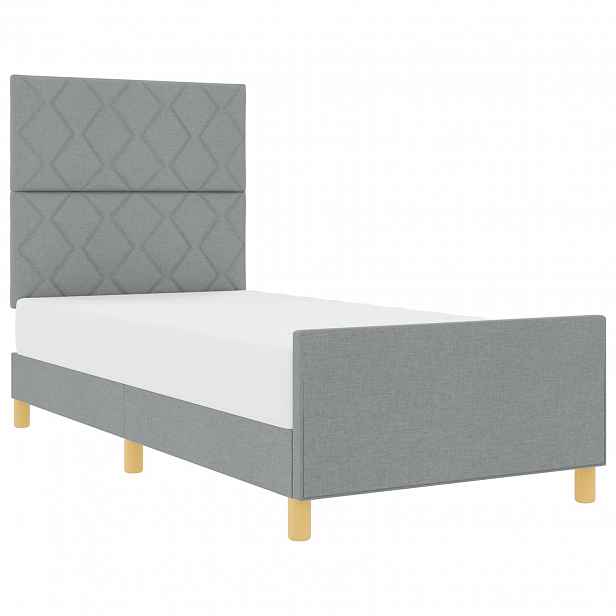 vidaXL Rám postele s čelo Světle šedá 100 x 200 cm textil