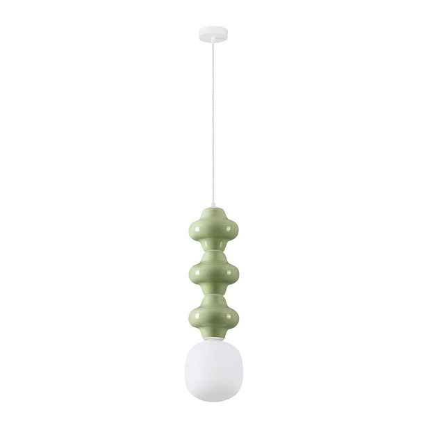 Bílé/světle zelené keramické závěsné svítidlo se skleněným stínidlem ø 18 cm Clio – Nova Luce