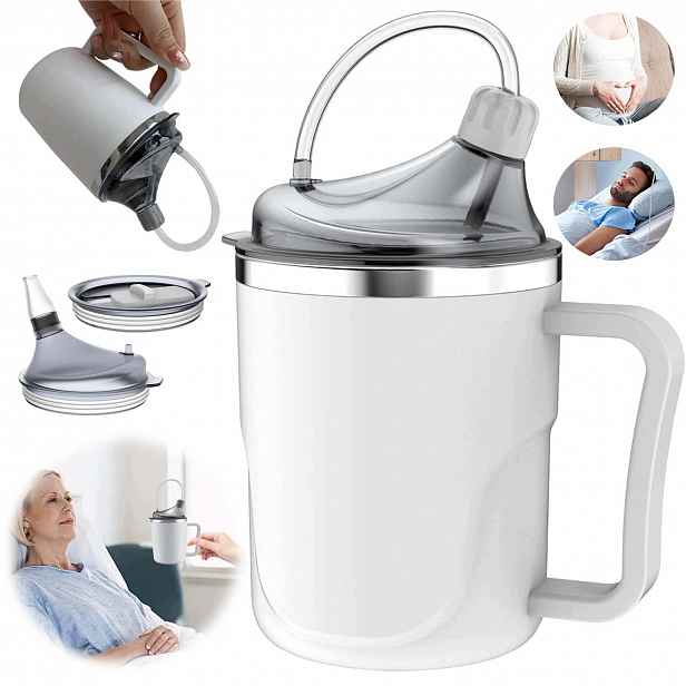 Hrnek S Náustkem, Hubičkou Pro Seniory, Dospělý, 400 ML S Víčkem Brčka, Odolný