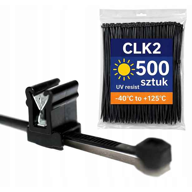 Montážní klip pro kabely CLK2 200 mm x 4,6 mm hadicová spona 500 ks