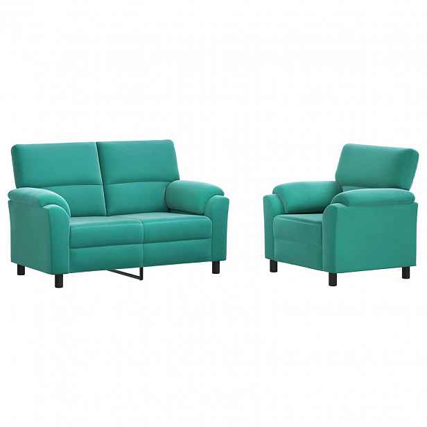 vidaXL Set pohovek 2 pcs Tyrkysová Samet