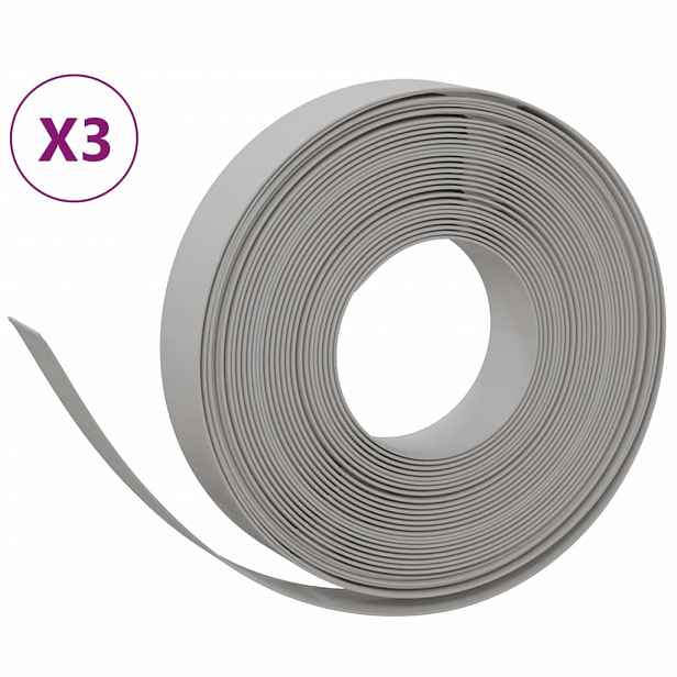 vidaXL Travní lemy 3 ks šedé 10 m 10 cm polyethylen