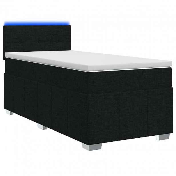 vidaXL Postel boxspring s matrací s LED pásky Černá 80 x 200 cm Textil