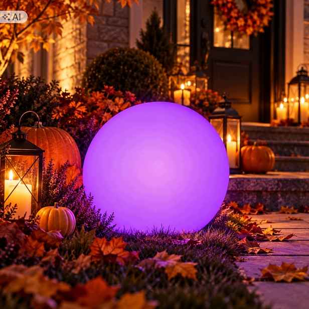 Halloweenská Led koule 40 cm solární Rgb Usb dálkové ovládání zahradní lampa dekorace