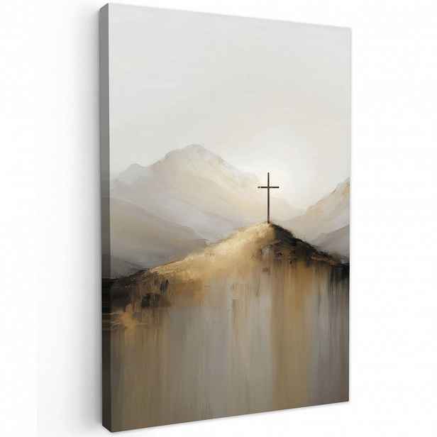 MuchoWow OBRAZ NA PLÁTNĚ Hills - Abstrakt - Cross - Křesťanství 20x30 cm