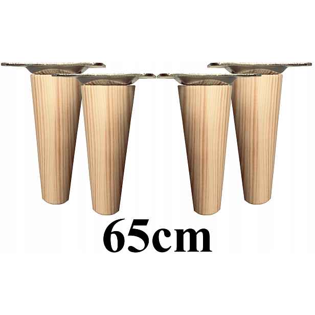 Nohy Nožky dřevěné zúžené 65 cm 4ks plechy