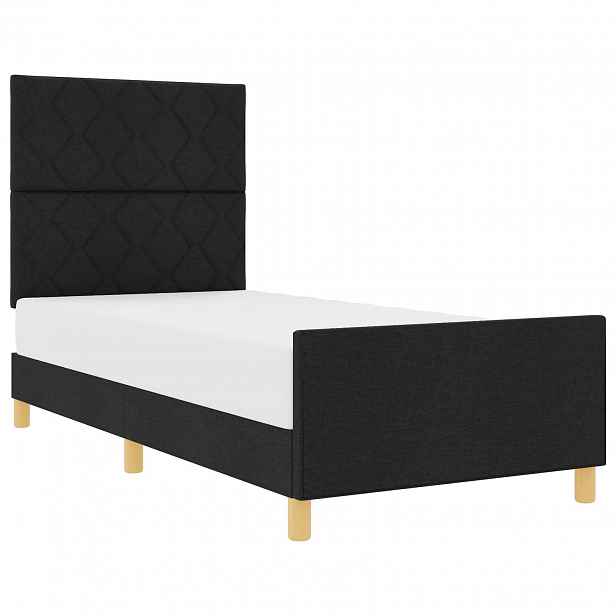vidaXL Rám postele s čelo Černá 100 x 200 cm textil