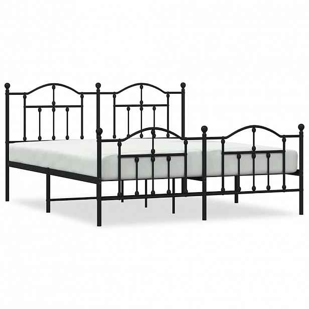 vidaXL Kovový rám postele s hlavovým a nožním čelem černý 183 x 213 cm
