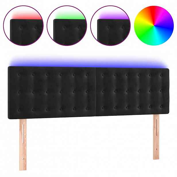 vidaXL Čelo postele s LED černé 144x5x78/88 cm samet