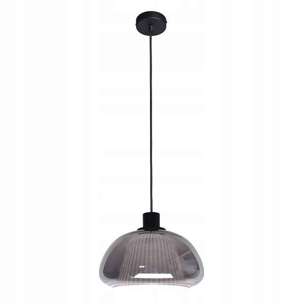 Italux Závěsná lampa skleněná kouřová 1xE27 7W Apiro Černá
