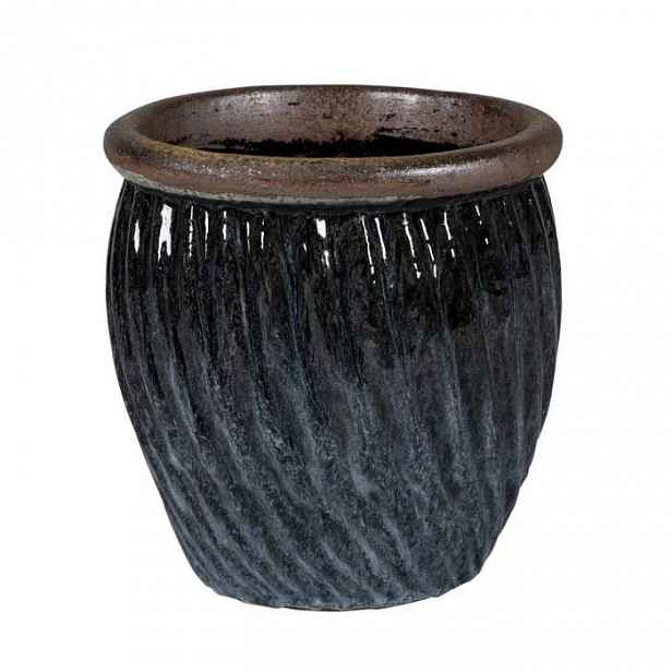 Květináč keramický DORTMUND 3-03MZ černý s hnědým lemem 30cm