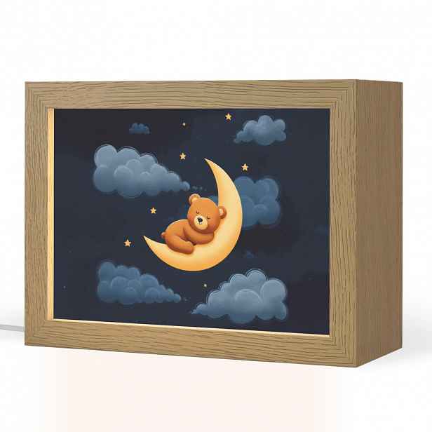 OnlyWow NOČNÍ LAMPIČKA Medvídek - Měsíc - Mraky - Hvězdy 20x15 cm