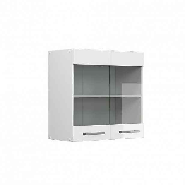 Vicco UNIVERZÁLNÍ NÁSTĚNNÁ SKŘÍŇKA R-Line Bílá vysoký lesk 60 cm se skleněnými dvířky