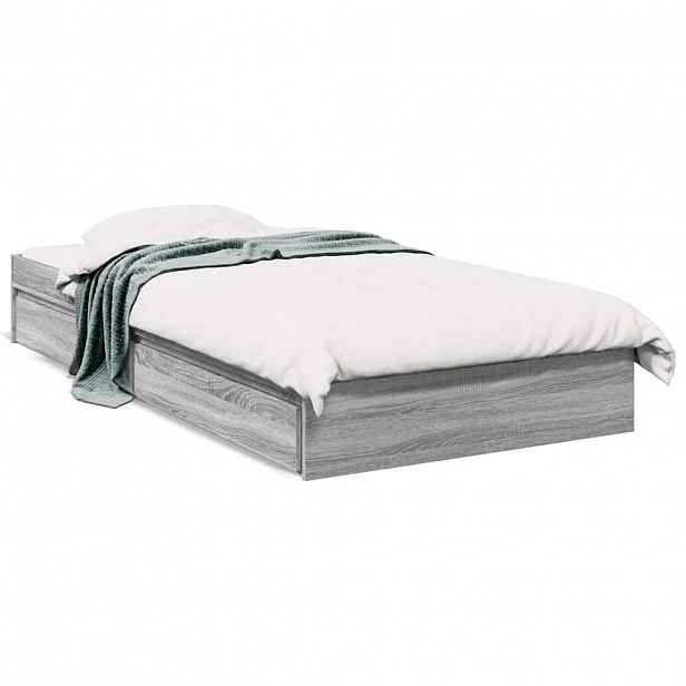 vidaXL Rám postele se zásuvkami šedý sonoma 90x190 cm kompozitní dřevo