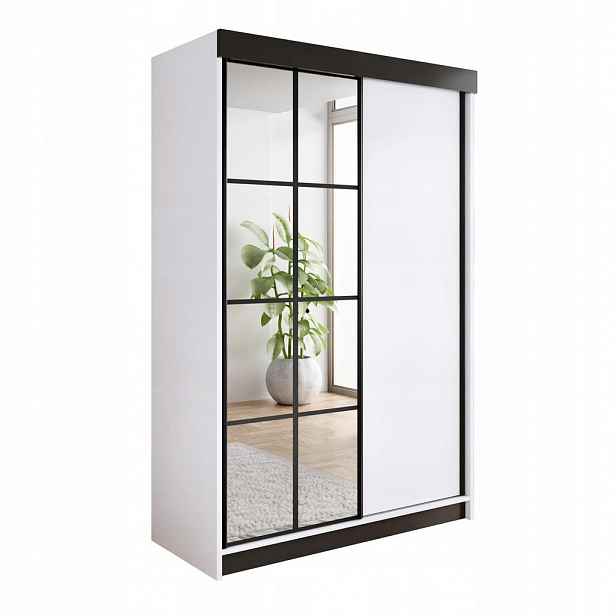 Kier Furniture POSUVNÁ ŠATNÍ SKŘÍŇ ARI 1 se zrcadlem 150 - Bílá