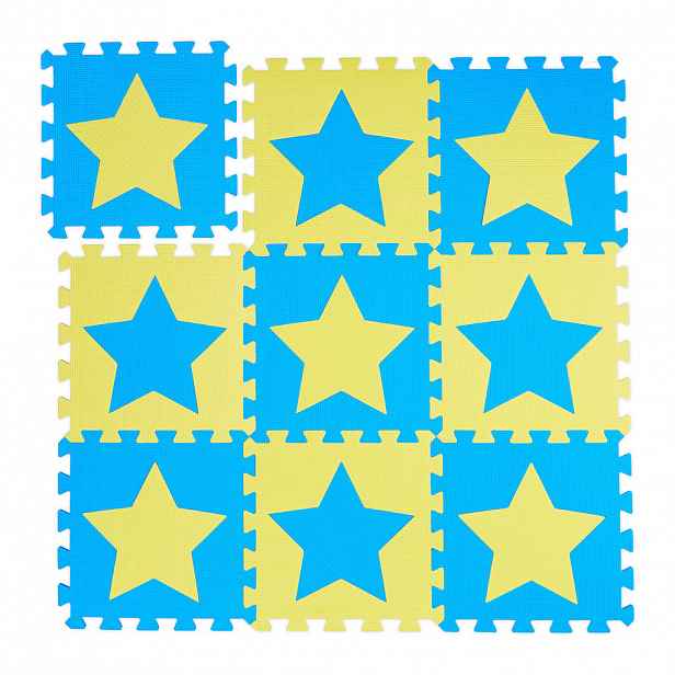 Relaxdays PODLOŽKA Modrá Žlutá puzzle 9-dílná sada