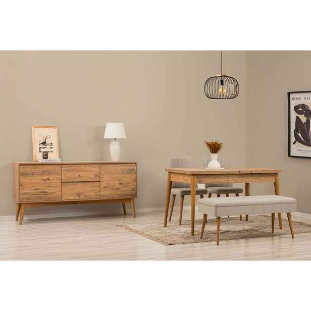 Set s rozkládacím stolem, židlemi a konzolou (5 kusů) Vina 02 1005 - Atlantic Pine, Cream