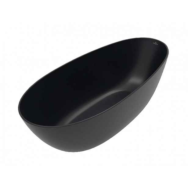 Villeroy & Boch Antao - Volně stojící vana 170x75 cm, SilentFlow, Quaryl, Pure Black UBQ170TAO7TV-R7