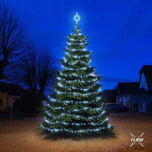 LED světelná sada na stromy vysoké 6-8 m, ledová bílá s Flash