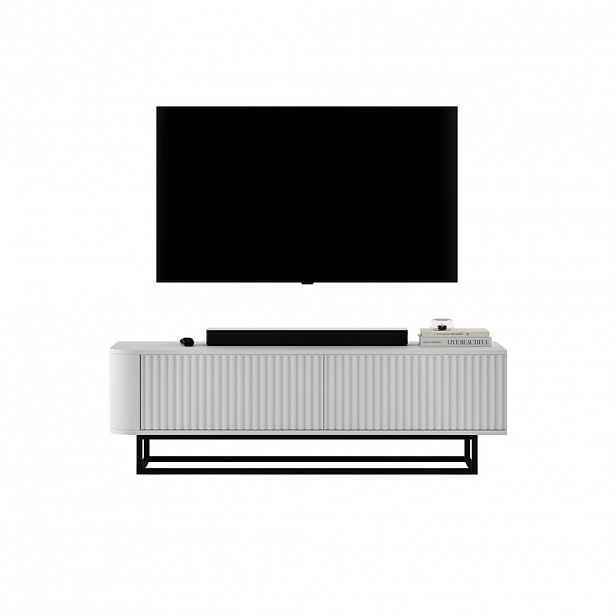 Meble Lindner TV STOLEK Aurora bílý matný 140 cm s kovovým rámem