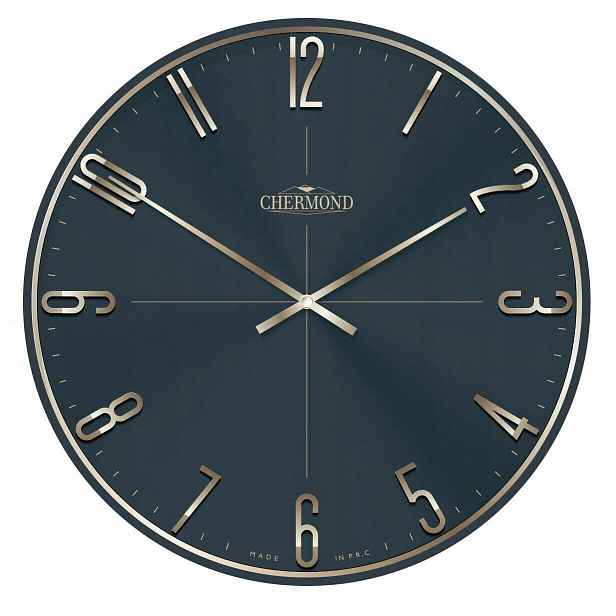 Velký Kulatý Černý Elegantní Nástěnný Hodinový Stroj Chermond 1768.062 39 cm