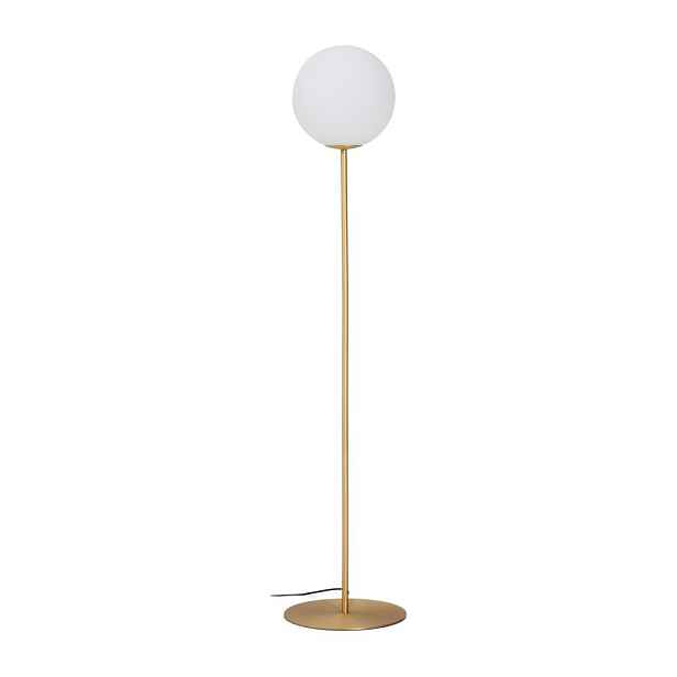 Bílá/ve zlaté barvě stojací lampa se skleněným stínidlem (výška 165 cm) Brisia – Kave Home