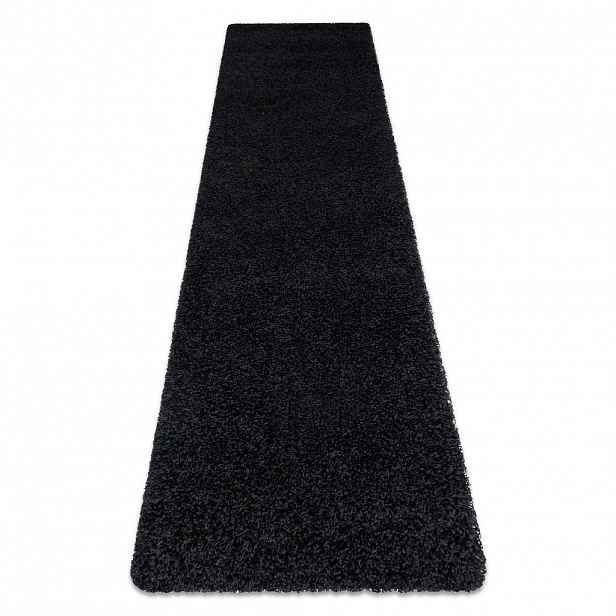 rugsX BĚHOUN SOFFI shaggy 5cm černý - do kuchyně, předsíně, chodby, haly 70/200 cm
