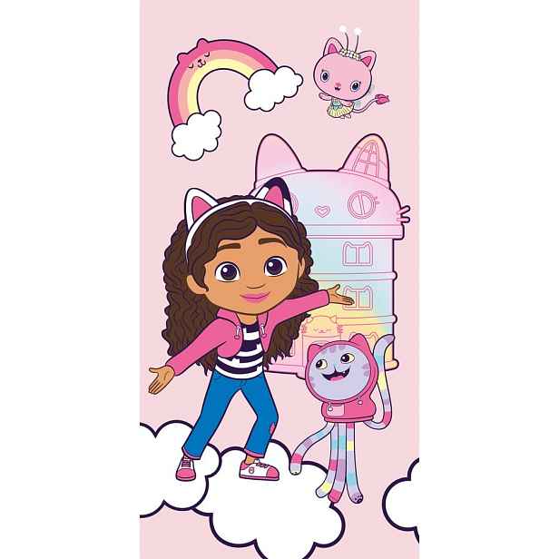 Růžová bavlněná dětská osuška 70x140 cm Gabby´s Dollhouse – Jerry Fabrics