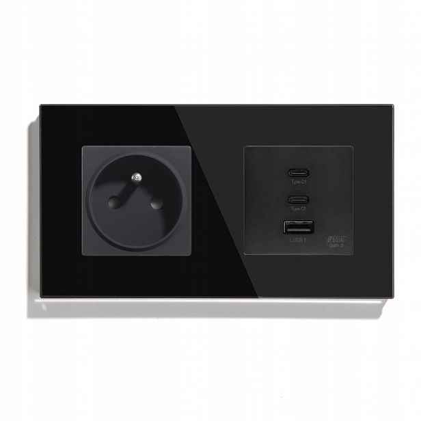 Skleněná Zásuvka Dvojitá 157 mm Usb 65 W Quick Charge Qc