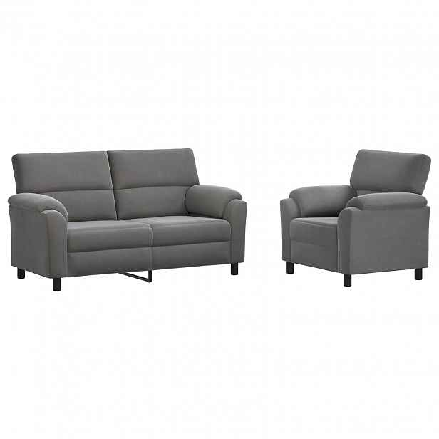 vidaXL Set pohovek 2 pcs Tmavě šedá Samet