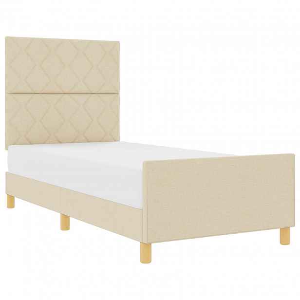 vidaXL Rám postele s čelo Krémová 100 x 200 cm textil