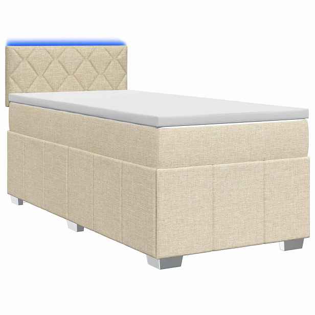 vidaXL Postel boxspring s matrací s čelo Krémová 80 x 200 cm Textil