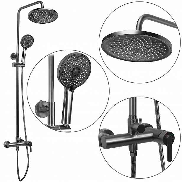 Sprchový Set s kulatou dešťovou sprchou 23 cm Rea Ontario Titan na omítku