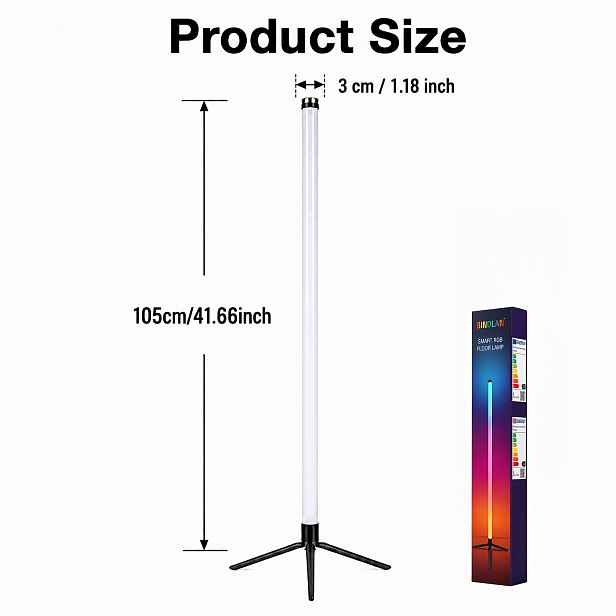TEMU Chytrá RGB stojací lampa, hudební synchronizace měnící barvy prostředí, moderní dekorativní lampa do interiéru pro ložnici, obývací pokoj, hernu