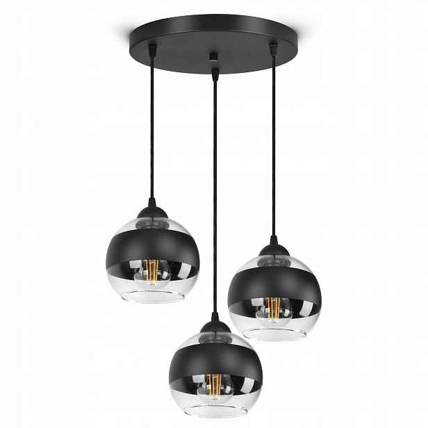 Závěsná stropní lampa Lustr Černá Skleněné Koule Černý Belt EZ3 Led E27