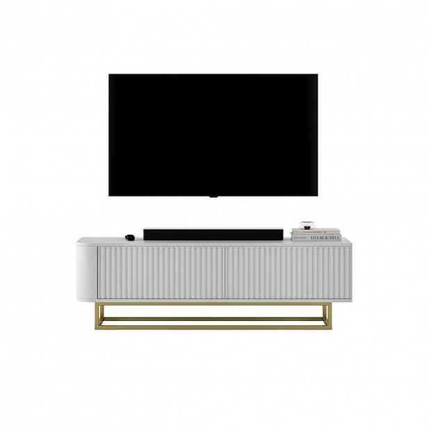 Meble Lindner TV STOLEK Aurora bílý matný 140 cm s kovovým rámem