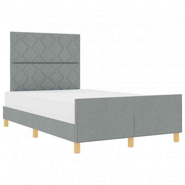 vidaXL Rám postele s čelo Světle šedá 120 x 190 cm textil