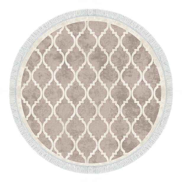 Conceptum Hypnose Kulatý koberec Fence 100 cm krémový/hnědý