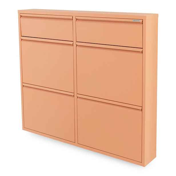 Kovový výklopný botník v lososové barvě 98x86x15 cm Billy – Spinder Design