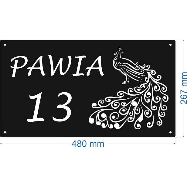 Číslo Na Dům 80 cm Tabulka Adresa Ocel 2 mm ul. Pawia